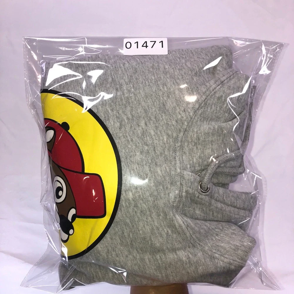 Buc-ee's Beaver Logo Graphic Hoodie Gray Mens Medium Pullover Sweatshirt